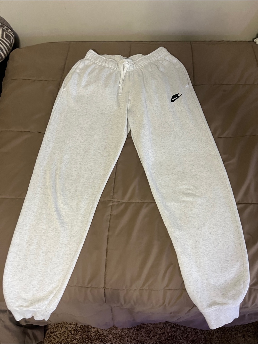 Nike Light Heather Gray Joggers with Black Swoosh
